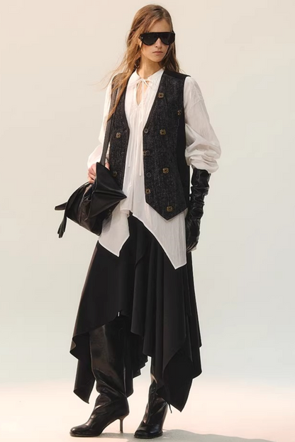 Beaded Retro V-Neck Vest Set