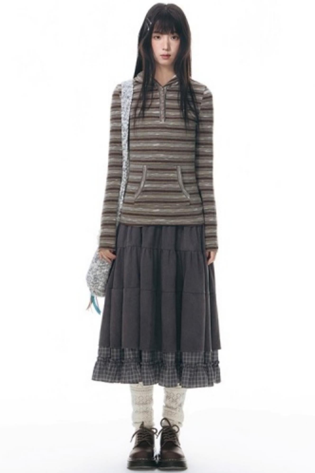 Striped Slimming Stretch Hoodie