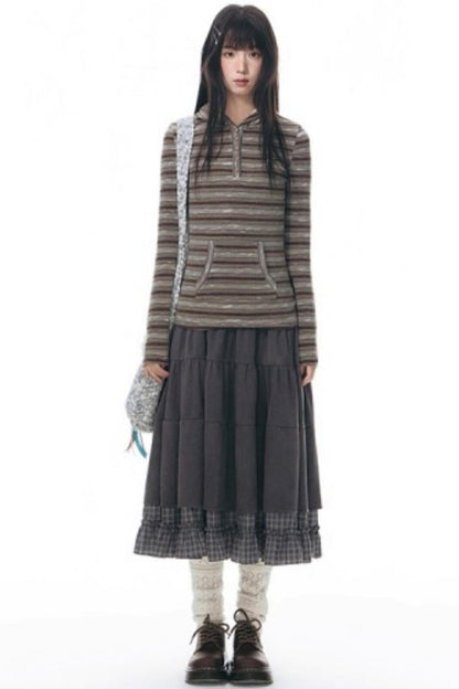 Striped Slimming Stretch Hoodie