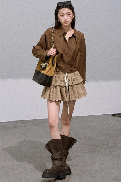 Lyocell Embroidered Puffy Cake Skirt