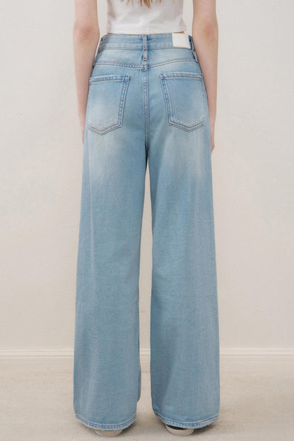 High-Waist Denim Trousers