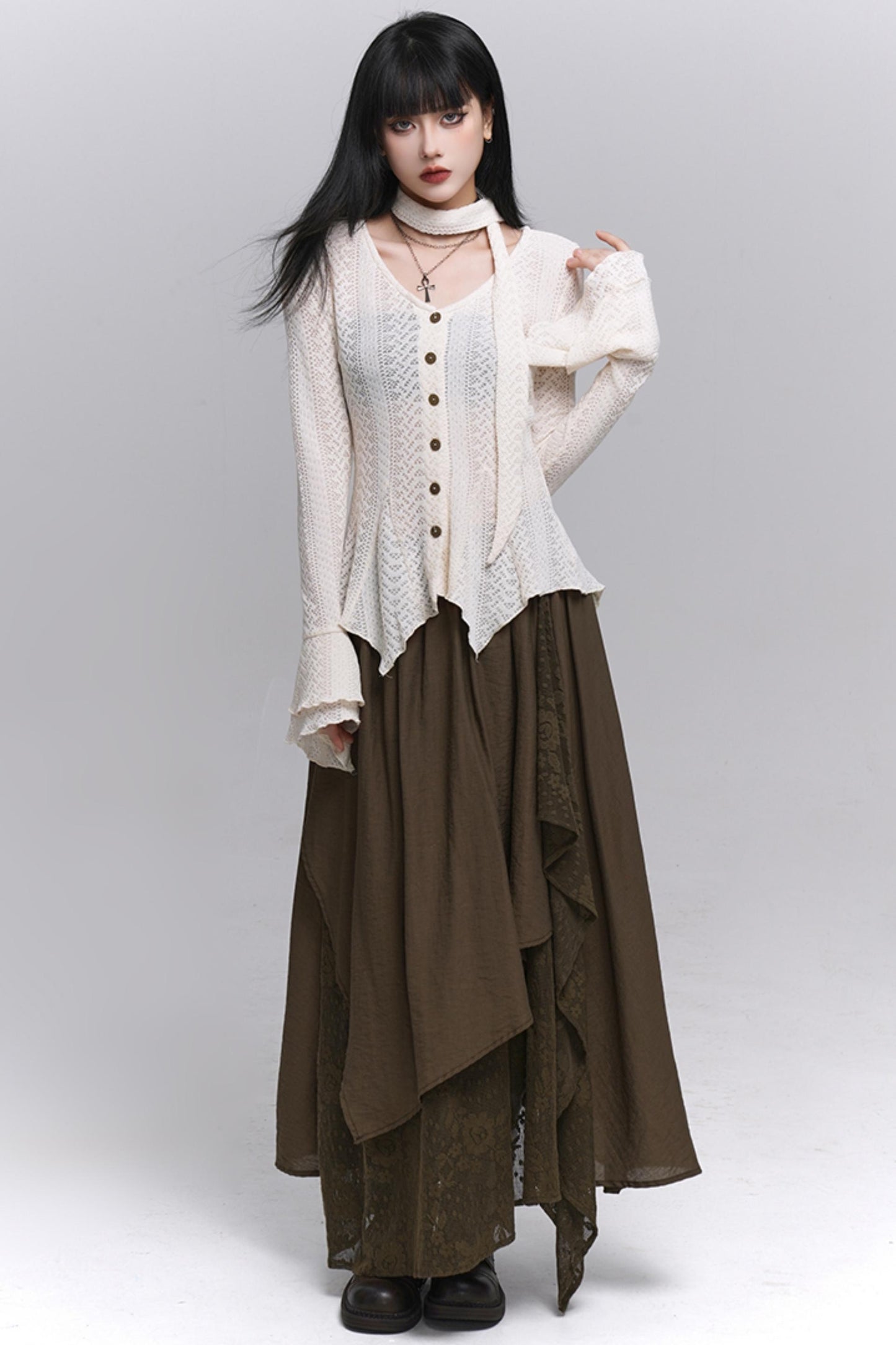 Artistic Brown Long Skirt