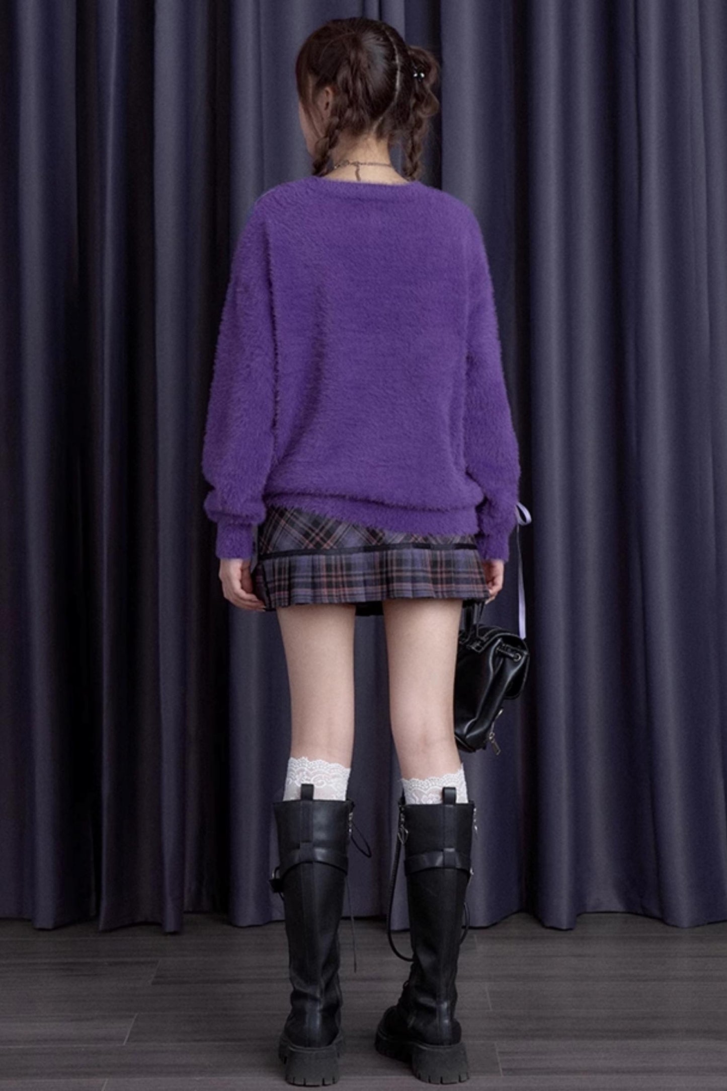 Retro Purple Plaid A-Line Skirt