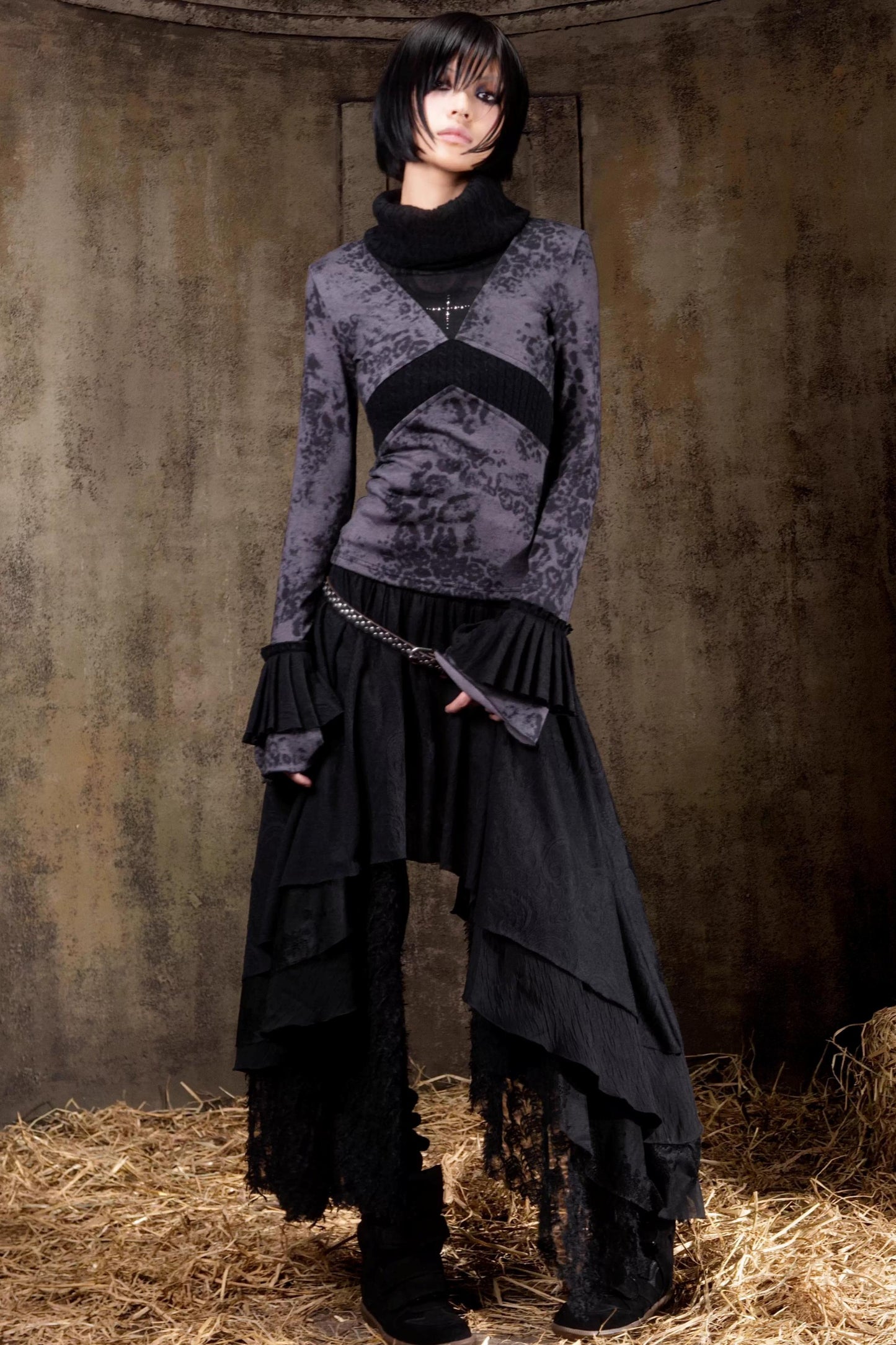 Retro Color-Block Knit Top