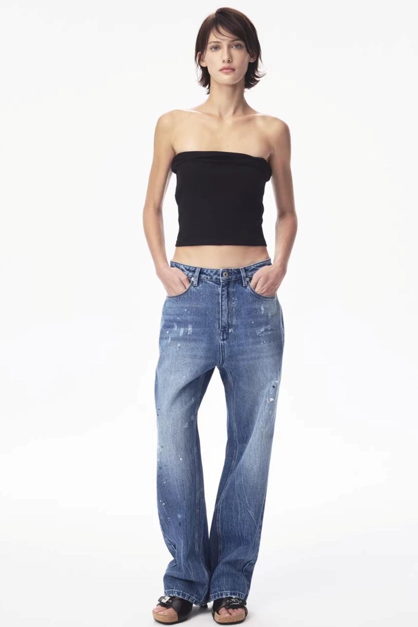 Summer Blue Two-Tone Tube Top