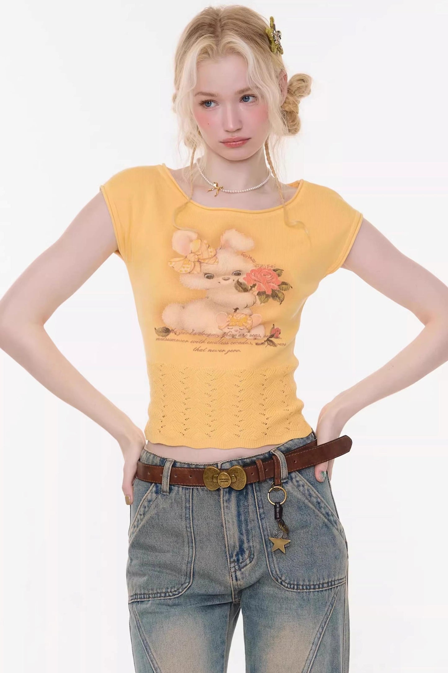 Sweet Rabbit Print T-Shirt