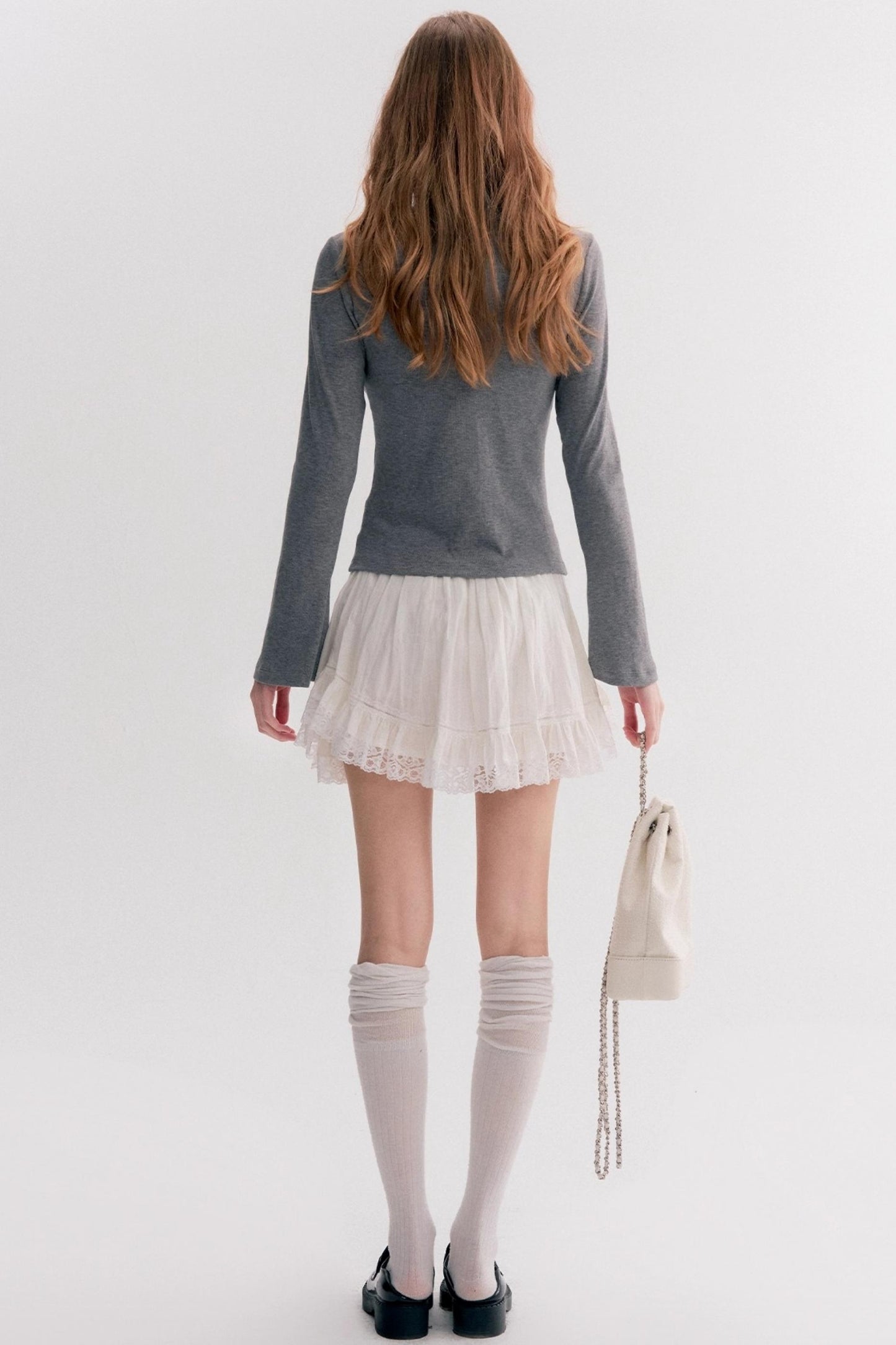 Romantic French Streamer Bow V-Neck Slim T-Shirt