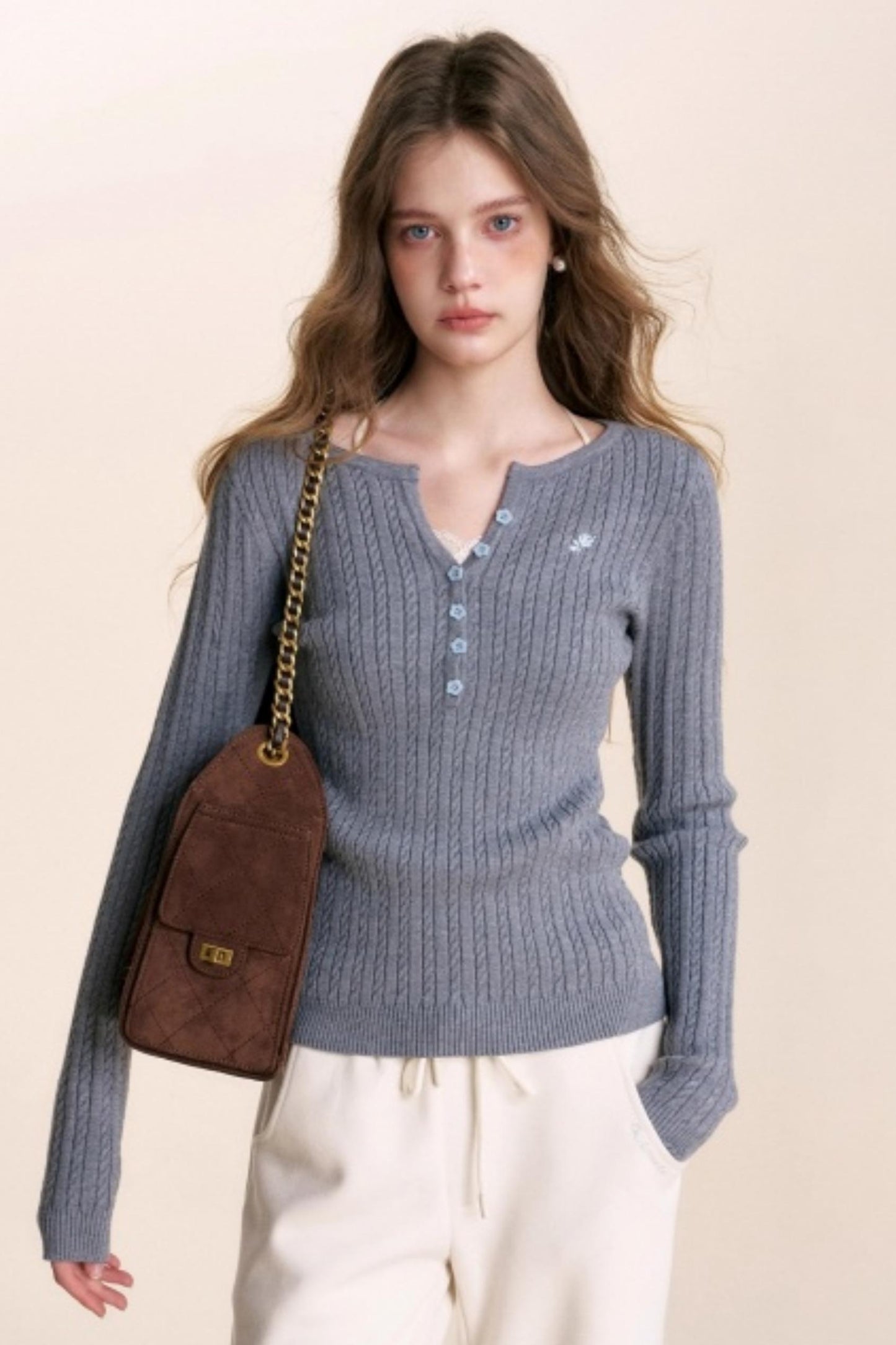 Fine Cable Knit Cardigan