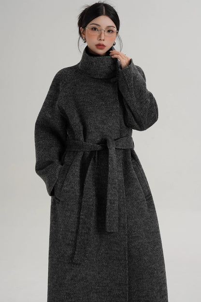Elegant Athens Gray Wool Coat