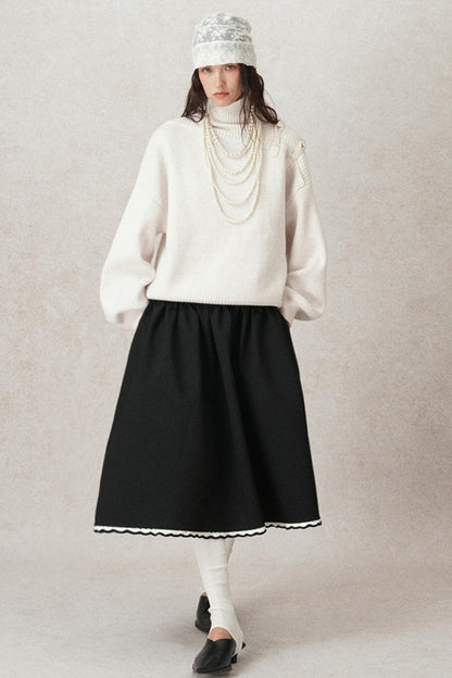 Hand-Woven Leather Loop Sweater