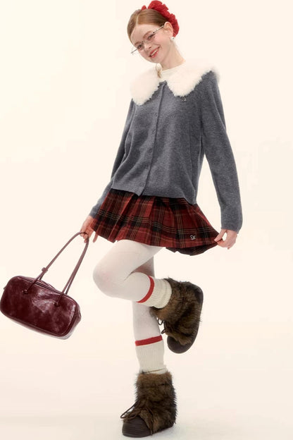 Retro Plaid Wool Skirt