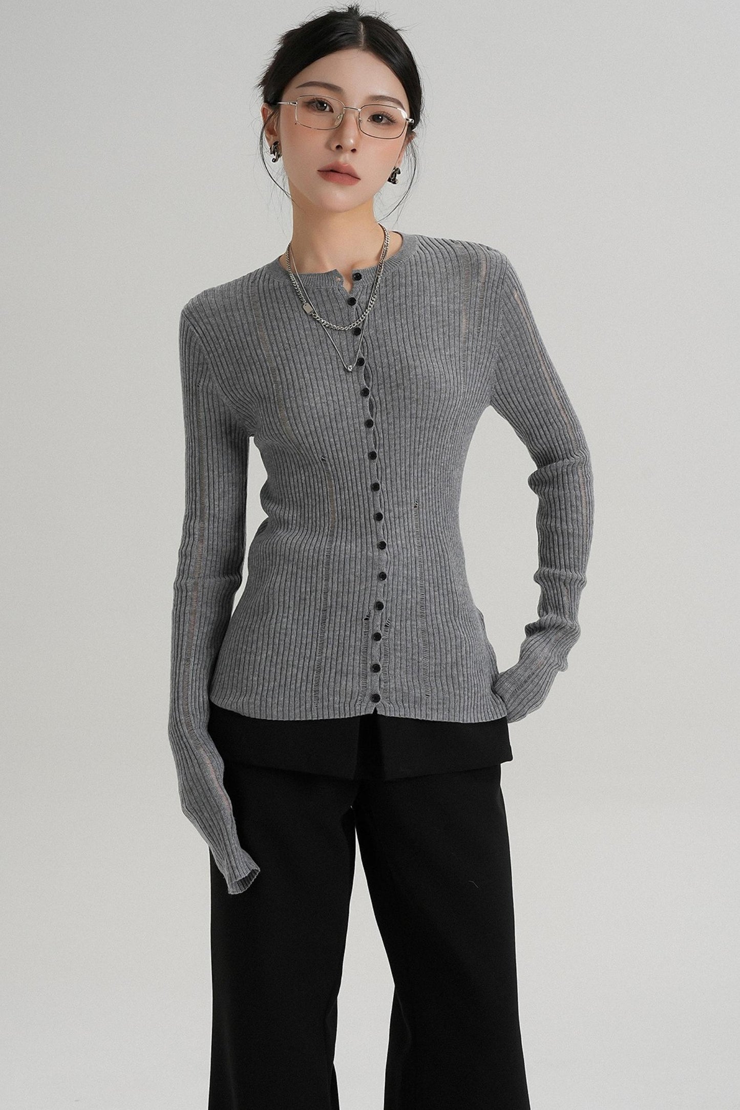 Slimming Long Sleeve Knit Top