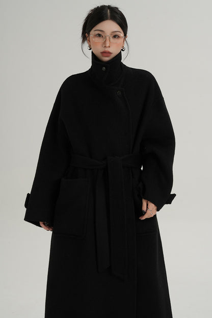 Stand-Up Wool Long Coat