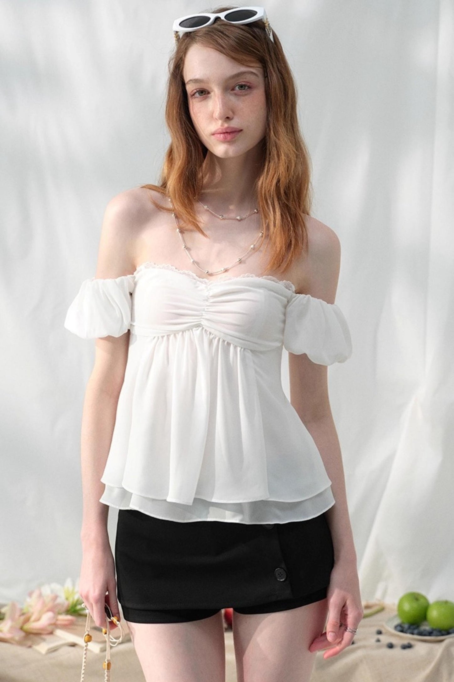 White Sleeve Floral Top