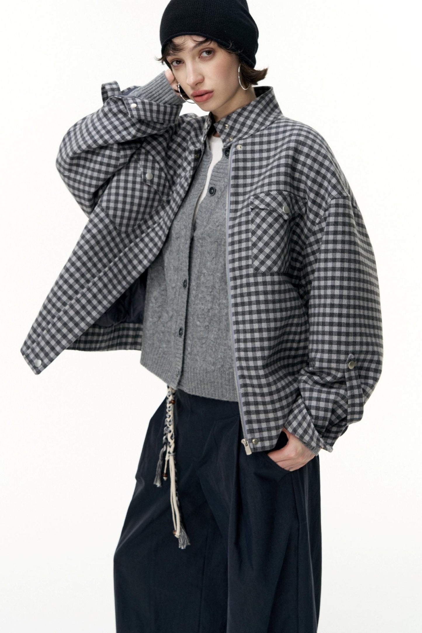 Gray Wool Knitted Cardigan