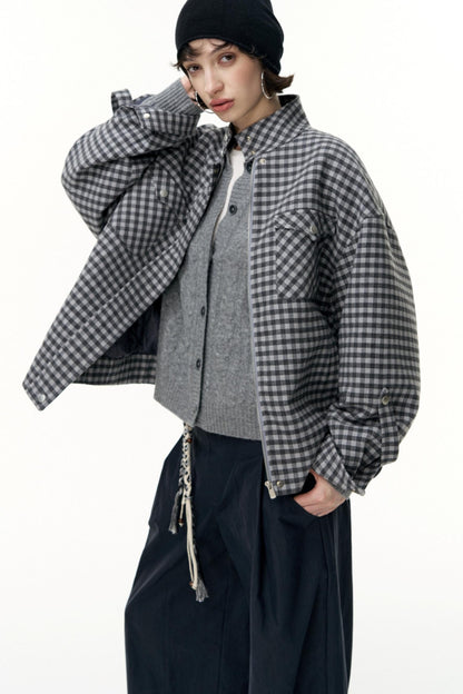 Gray Wool Knitted Cardigan