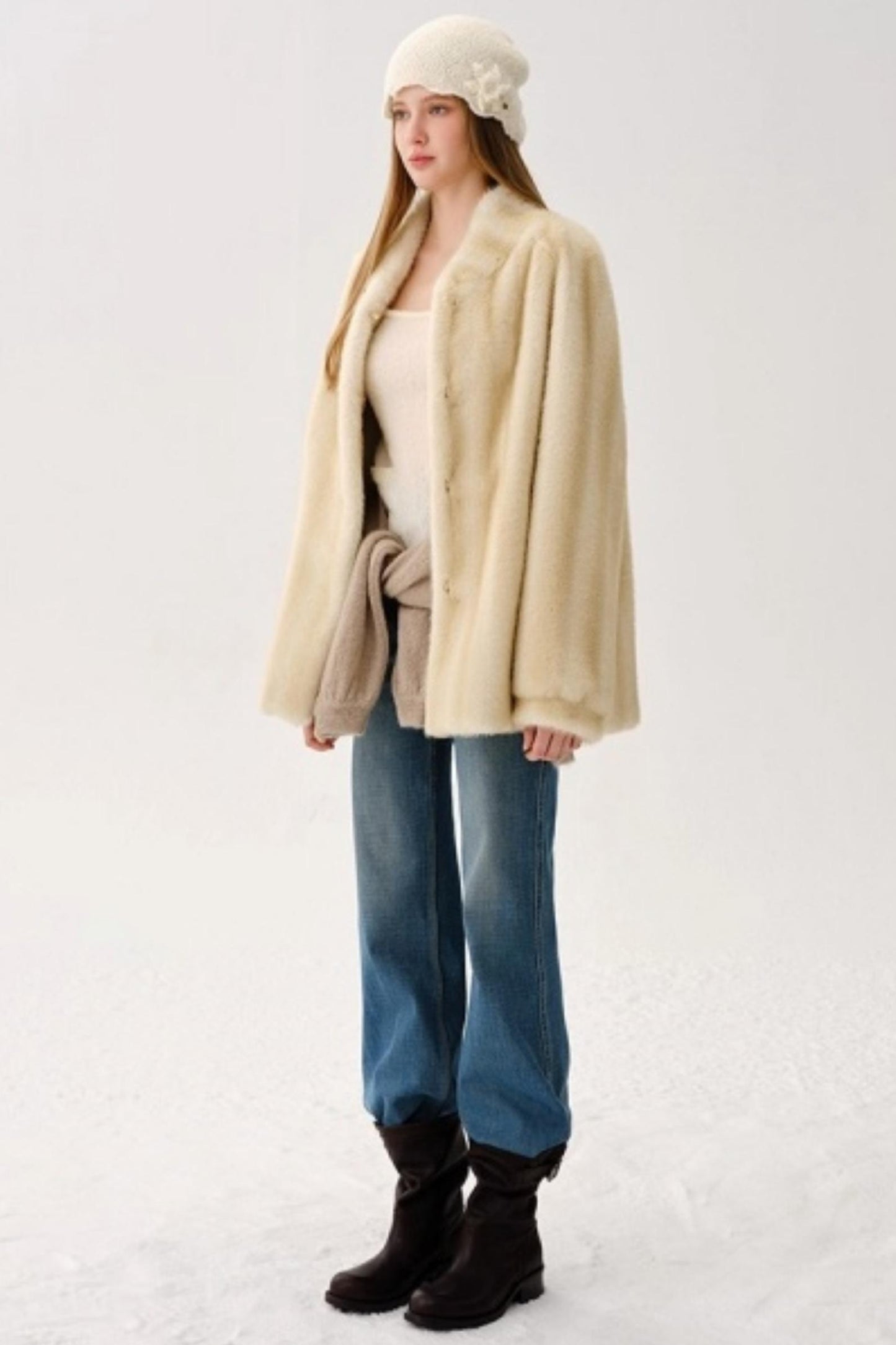 Retro Wool Blended Cardigan Set-Up