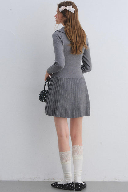 Patchwork Knitted Pleated Dress
