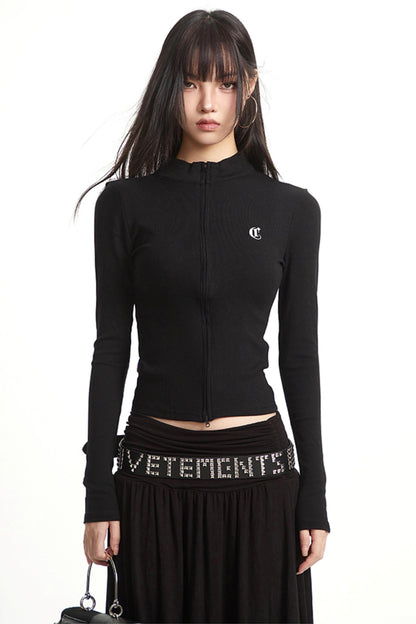 Sporty Slim Fit Zipper Top