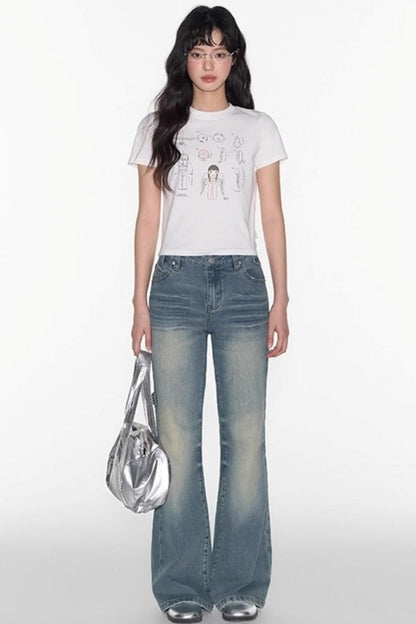 Spring American Shoulder Crop Top