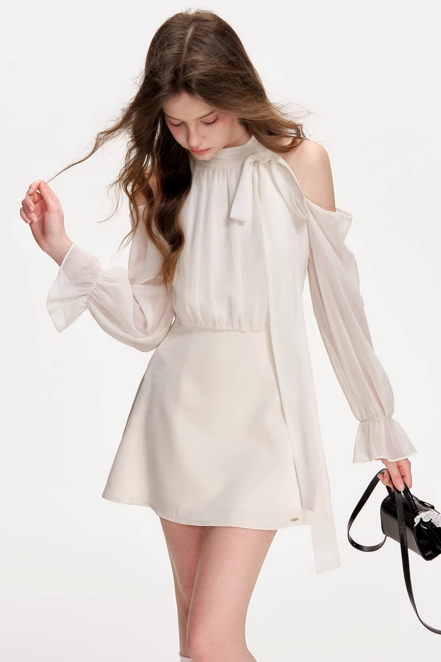 Satin Off-Shoulder A-Line Dress