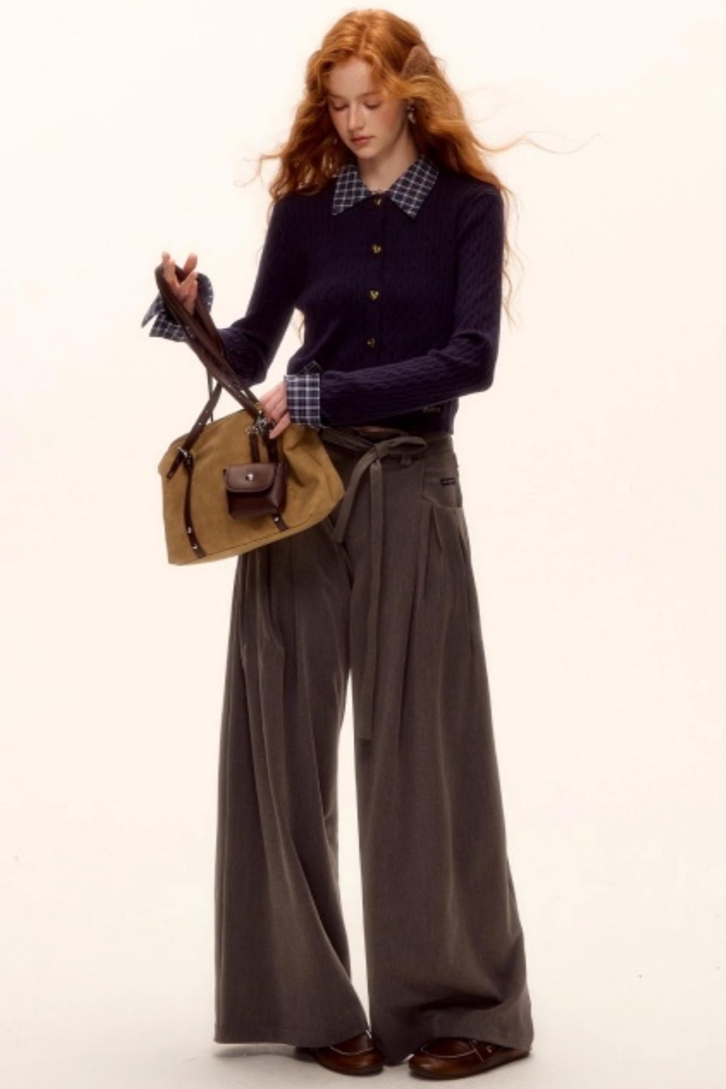 Wool Blend Plaid Knit Top