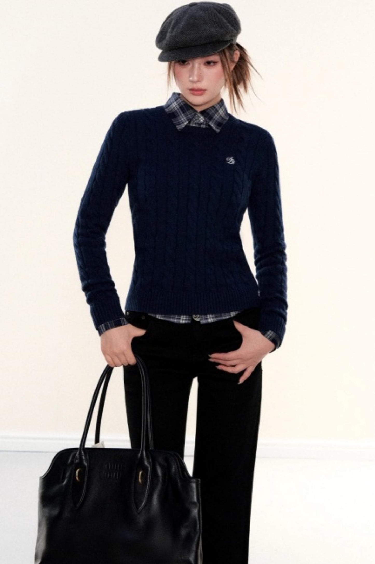 Plaid Waist-Cinching Shirt