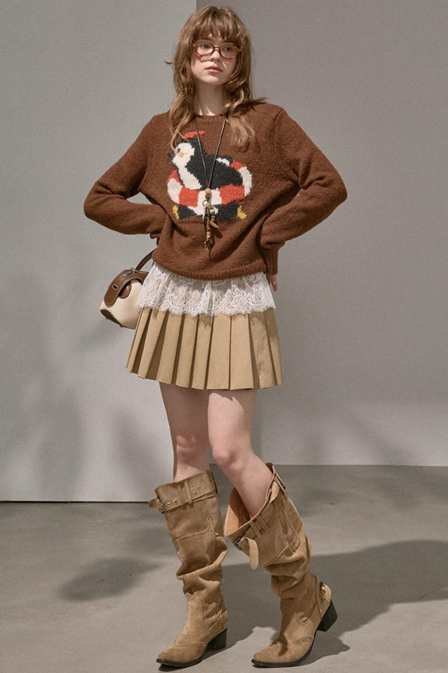 Vintage Penguin Jacquard Crew Neck Sweater