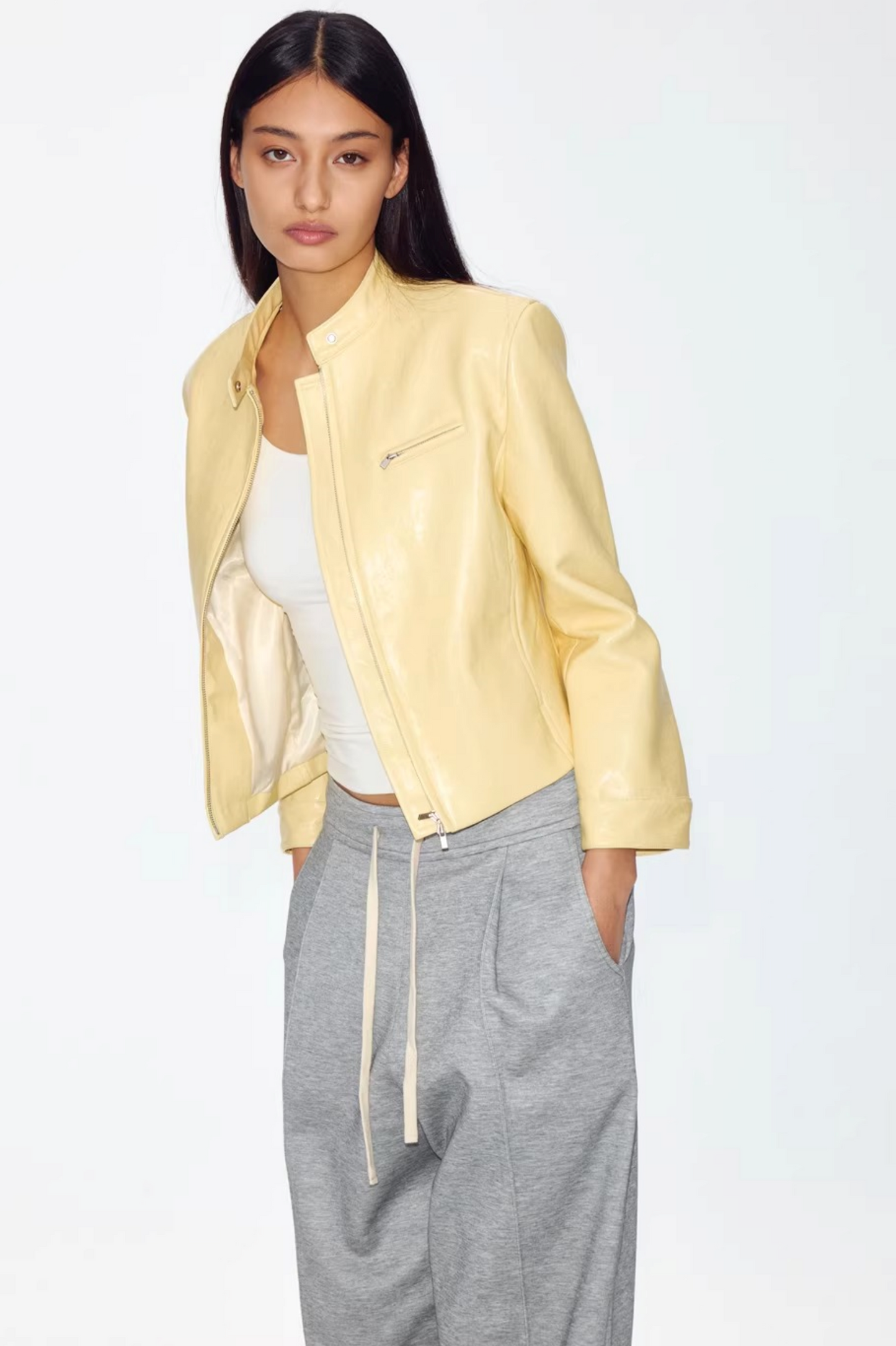 Retro Yellow Leather Jacket