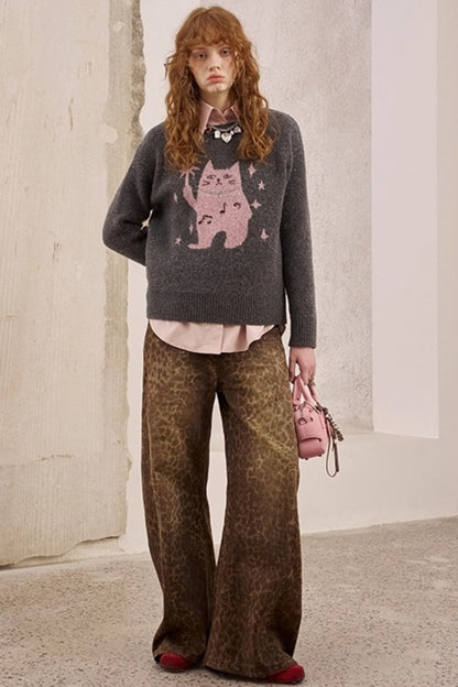 Leopard Split Wide Leg Pants