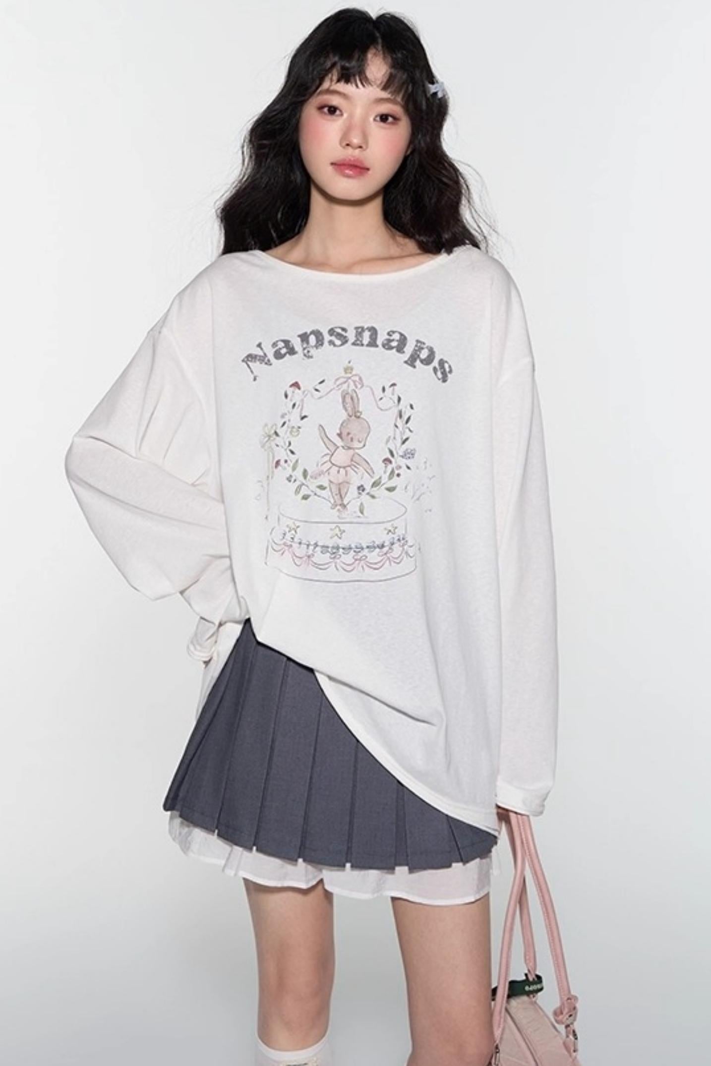 Cute Bunny Print Long Sleeve T-Shirt