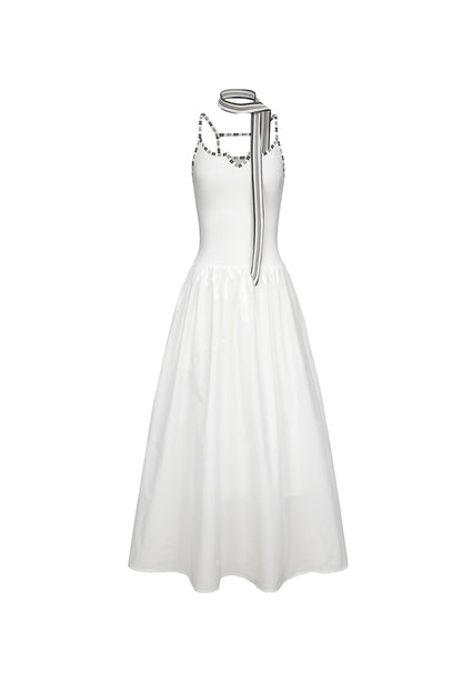 Summer White Halter Maxi Dress