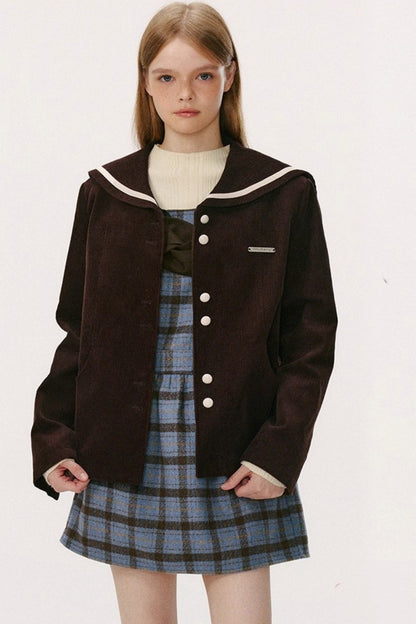 Navy Collar Corduroy Jacket