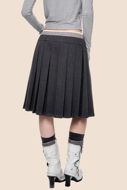 Plaid Patchwork Wool Skirt