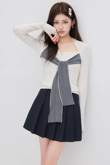 Faux Two-Piece Knit Top
