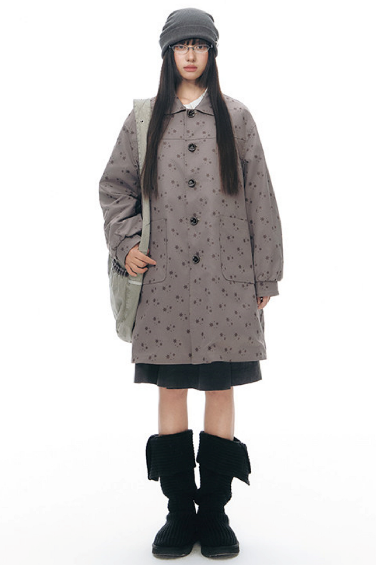 Double-Sided Doll Collar Trench Coat