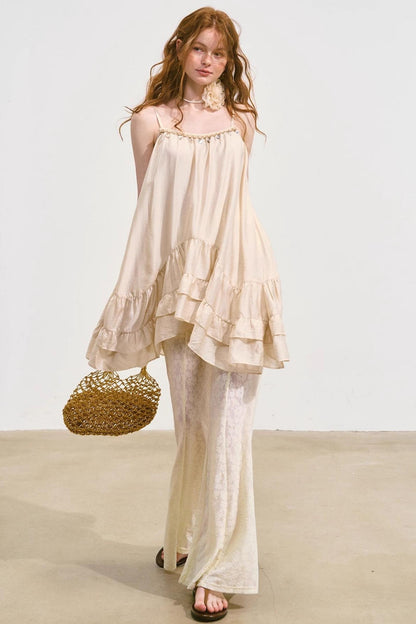 Summer Ruffle Lace And Pants Set-Up