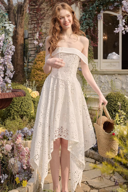 Elegantes asymmetrisches Baumwollkleid