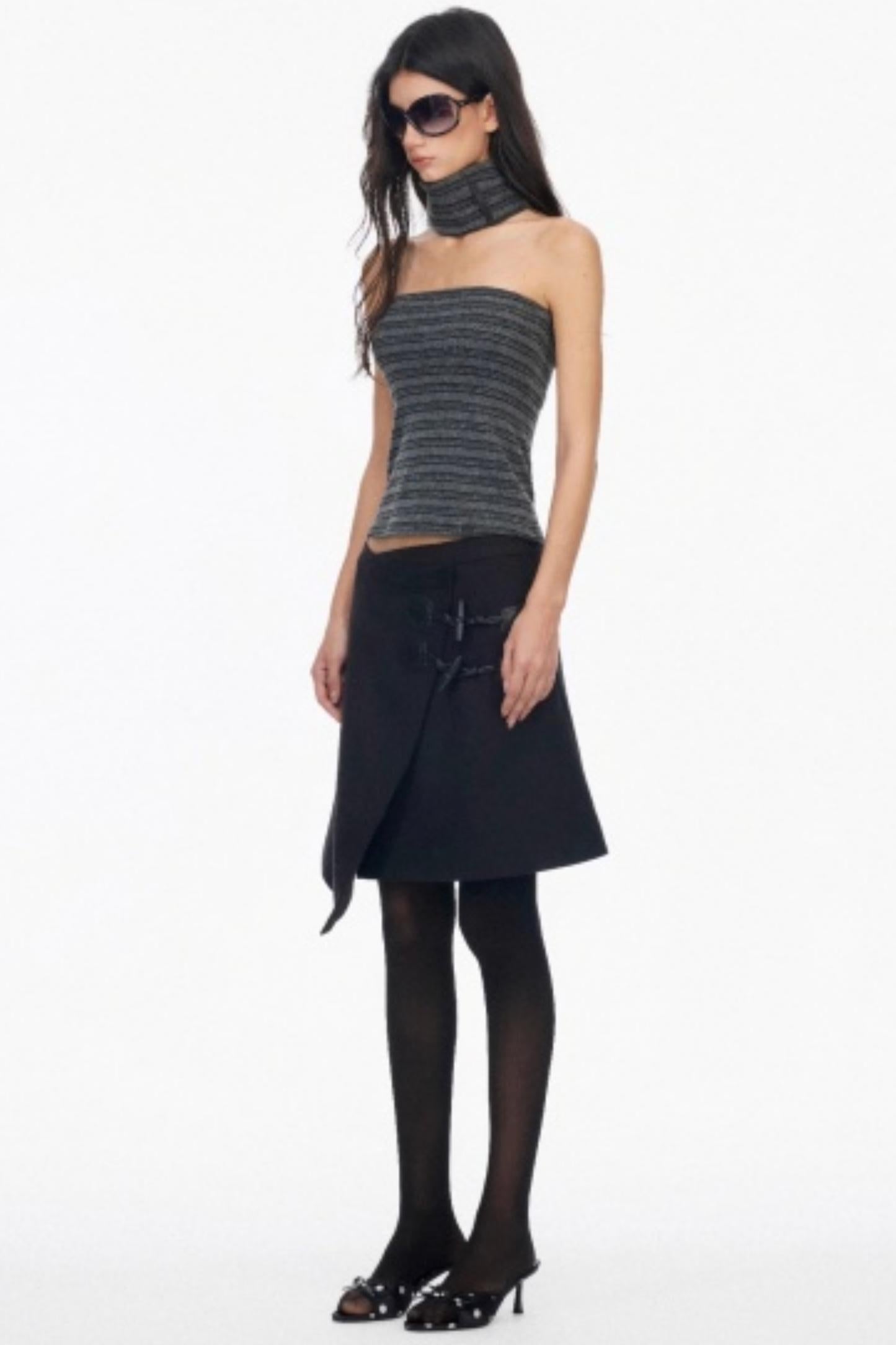 Irregular Toggle Button Skirt