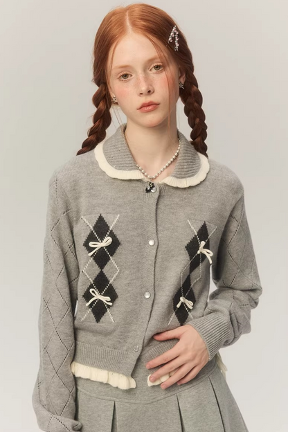 Retro Diamond Knit Cardigan