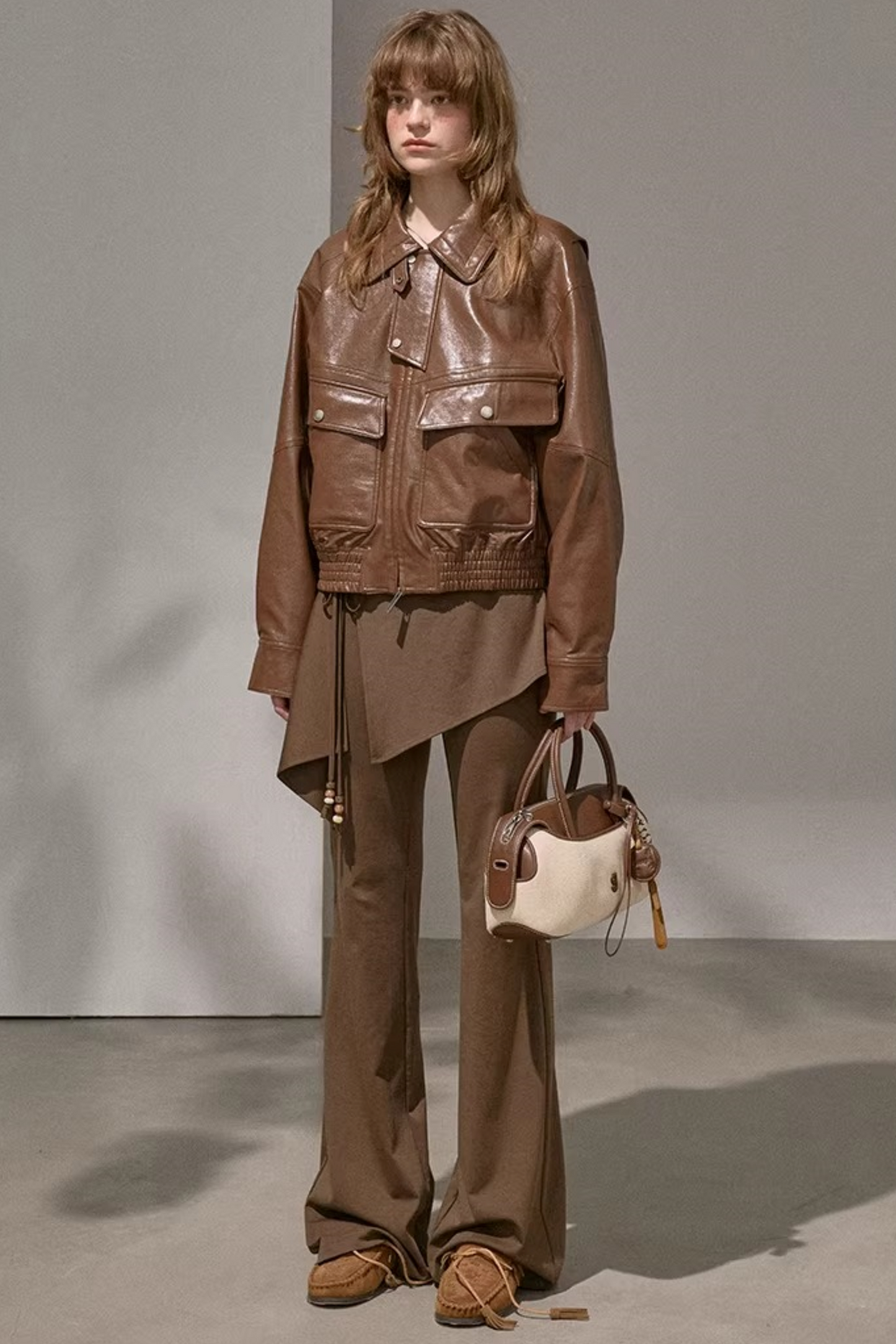 Patchwork Fleece-Lined Flared Pants