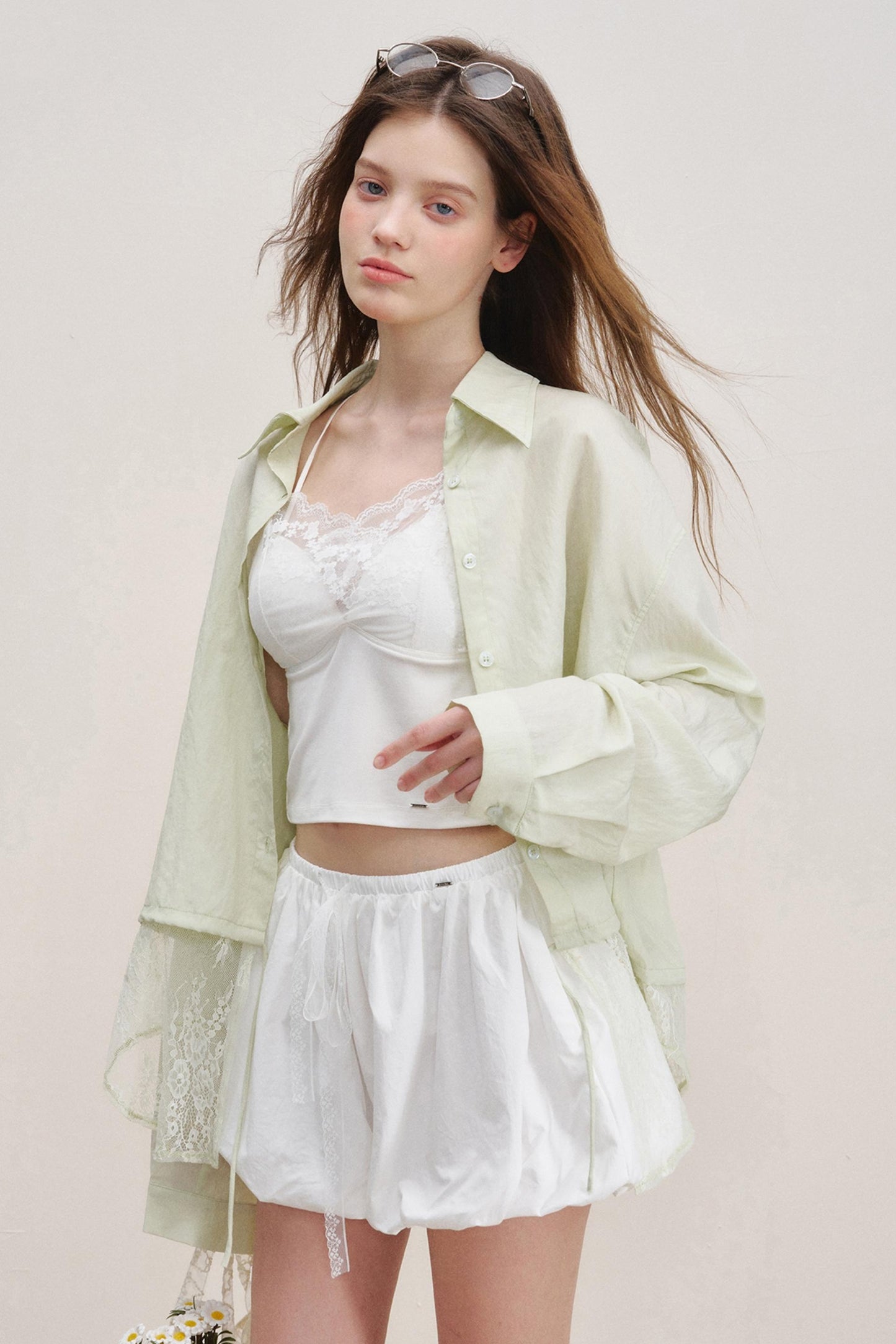 High-Waist Lace-Up Bubble Shorts