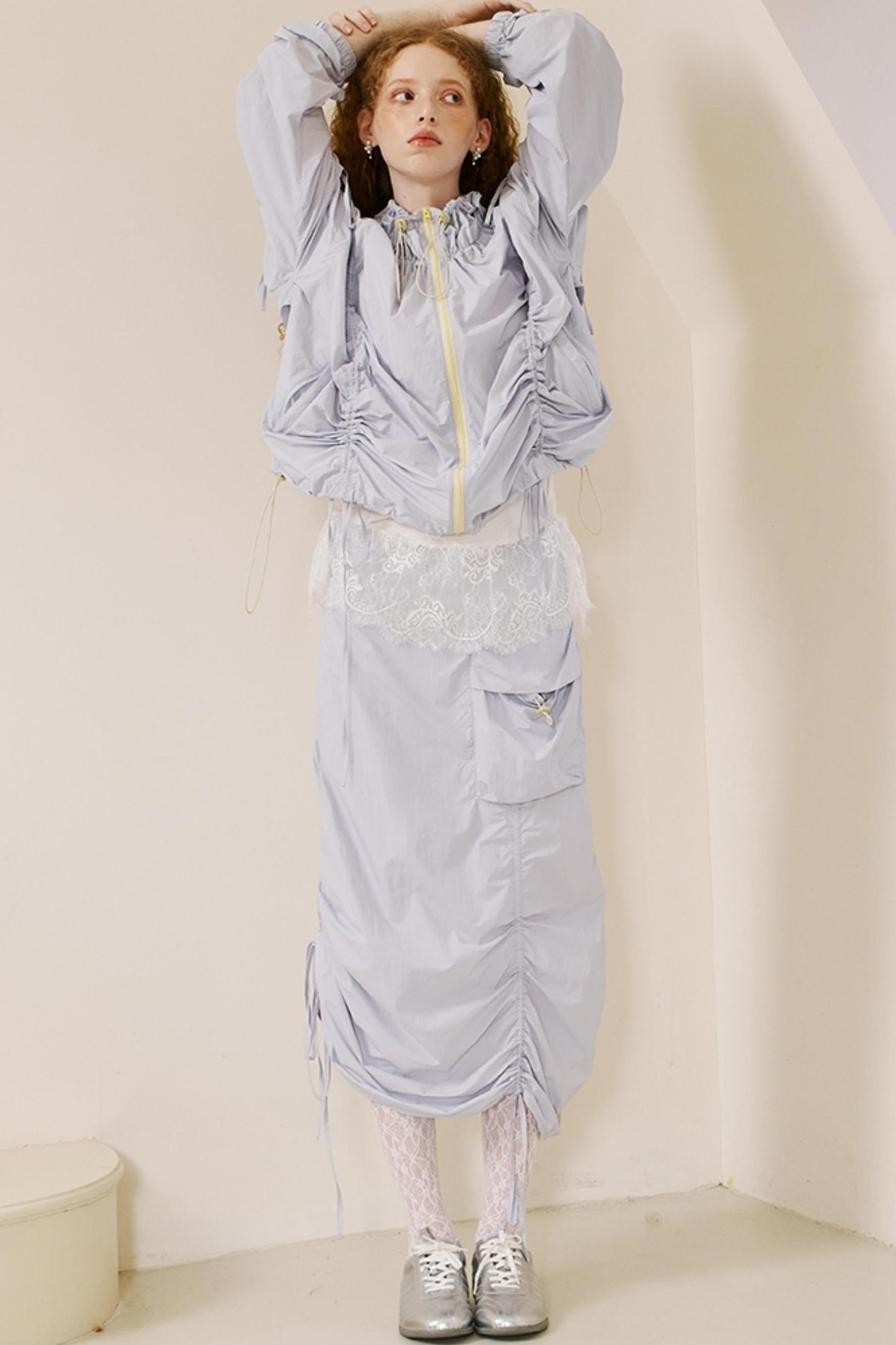 Versatile Color-Block Jacket Skirt Set-Up