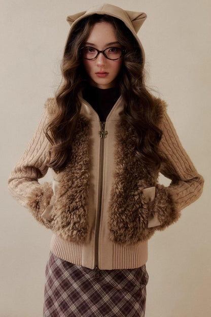 Eco-Friendly Fur Patchwork Jacket