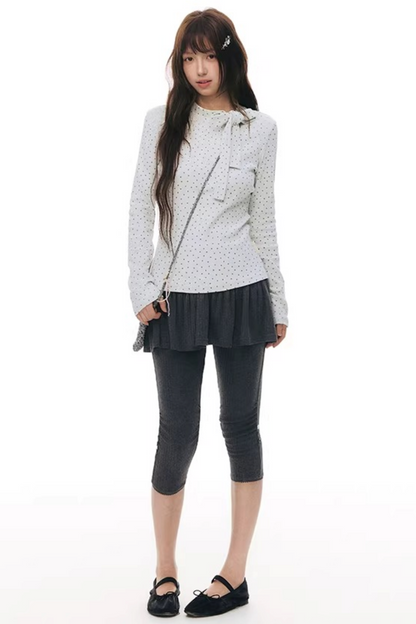 주름 크롭 스커트 셋업