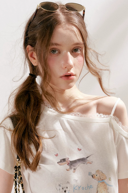 Lyocell Lace Trim Puppy Top
