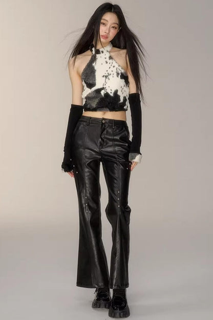 Off-Shoulder Plush Halter Top