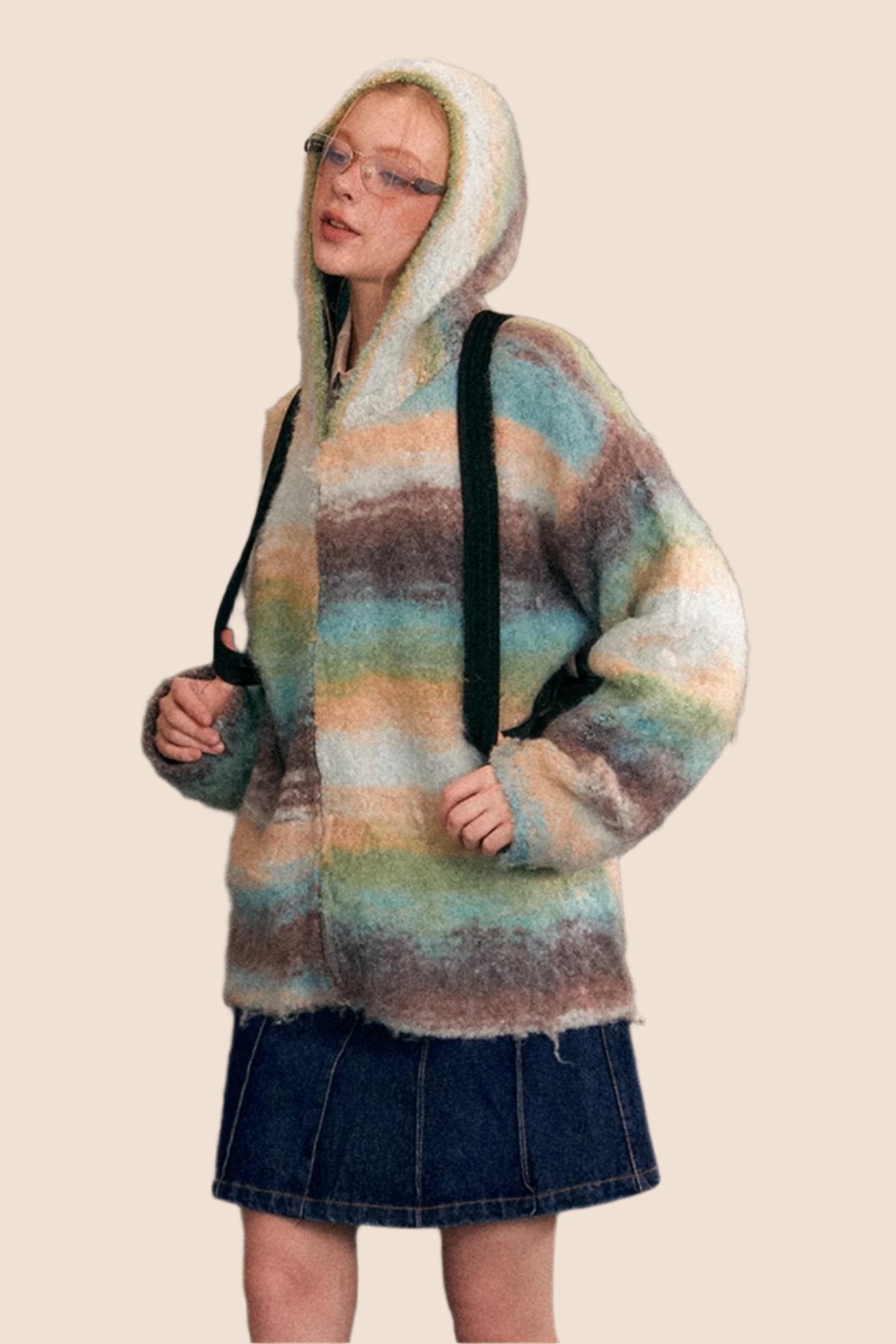 American Loose Gradient Knit Sweater Jacket