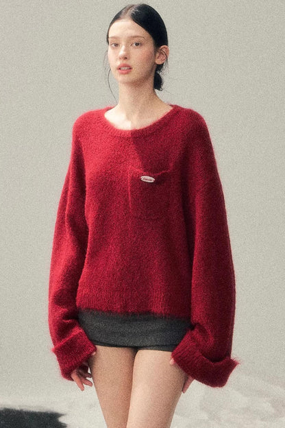 Winter Mohair Red Sweater