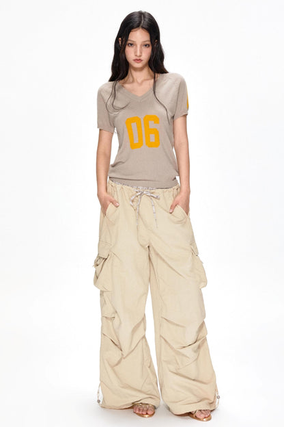 Color Block V-Neck Knit Tee